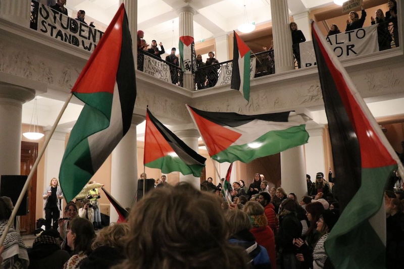 Students protest across Finland over university ties with Israel